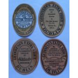 Beer labels, a selection of 4 Guinness labels from Rayment & Co Furneux Pelham, Hull Brewery Co Ltd,