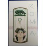 Postcard, Raphael Kirchner, Roma, vertical design, Stroefer 220/1, ub, scarce (vg) (1)