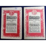 Football, two fixture booklets for seasons 1930/31 (nof) & 1931/32 by Tobacconist Forshaw's of