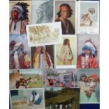 Postcards, an interesting selection of 59 cards of North American Indians from a variety of tribes