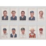 Cigarette cards, Wills, Cricketers, 1908 (one with large 'S, all others 'WILL's'), (set, 50 cards)