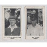Trade cards, Bunsen Confectionery, Famous Figures, two cricket cards, both Lancashire, no 124