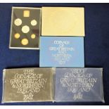 Coins, 5 GB proof sets 1971, 1976, 1977, 1981, 1982.