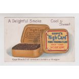 Postcard, Cope's, Tobacco Advertising card for 'Cope's High Card Pure Virginia Flake' tobacco tin to