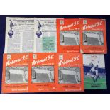 Football programmes, Arsenal FC, FA Cup 1949/50, complete set, homes v Sheffield Wed 3rd round,