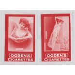 Cigarette cards, Ogden's, Actresses, Tabs Type issues, two cards, both with fronts in red, '