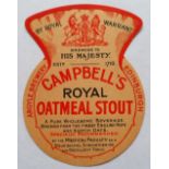 Beer label, Campbell's Royal Oatmeal Stout, Edinburgh, Specially Recommended by the Medical