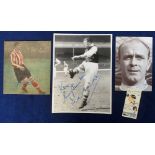 Football autographs, 4 signatures of iconic footballers, modern postcard image signed by Di Stefano,