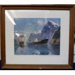 Shipping Signed Print, by Frank H Mason dated 1948, 'F.J. Everard & Sons Ltd. - S.S. Grit in Rovde