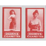 Cigarette cards, Ogden's, Actresses, Tabs Type issues, two cards, both with fronts in red, '