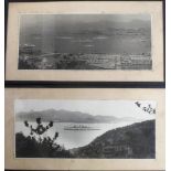 Photos, Hong Kong, two framed and glazed photos (27cm x 12cm) of warships in Hong Kong harbour c1927
