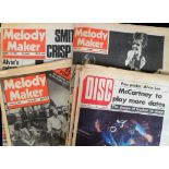 Music Newspapers, collection of music newspapers from 1972 - 79, inc. Melody Maker (47), Disc (3),