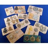 Military cap badges, a collection of approx. 40 metal cap badges, mounted on card, various regiments