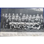 Postcard, Football, Bradford City FC, postcard showing squad players and officials, with legend