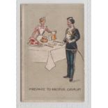 Cigarette card, Aviss Bros Ltd, Naval & Military Phrases, type card, 'Prepare to receive Cavalry' (