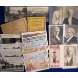 Postcards, a selection including Weldons Bazaar (set of 6 souvenir postcards commemorating Edward