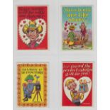 Trade cards, A&BC Gum, Funny Greetings, 'X' size, (set, 66 cards) (mostly vg)