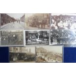 Postcards, selection of 8 RP social history and UK topographical cards inc. Last Horse Tram