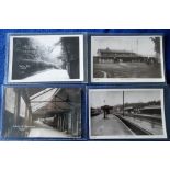 Postcards, 4 RPs of Ascot railway station, showing station interior, platforms & waiting areas (vg),