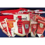 Football memorabilia, Arsenal FC, a mixed selection of items, mostly 1970's onwards inc. silk