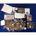 Coins etc, a quantity of loose coins, GB & Foreign, QV period onwards, mostly copper but including