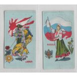 Cigarette cards, Rutter, Girls, Flags & Arms of Countries, two type cards, Japan & Russia (gd) (2)