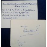 Autograph, Lord John Hunt, leader of the British Expedition to Mount Everest 1952-53, signed white