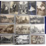 Postcards, Wiltshire, a selection of smaller places, country houses, churches, buildings, family