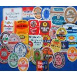 Beer labels, a mixed selection of 31 different labels (5 with contents), various shapes, sizes and