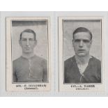 Trade cards, Bunsen Confectionery, Famous Figures, two football cards, both Arsenal FC, no 608 F.