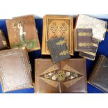 Victorian Photograph Albums, 10 leather albums, one with mother of pearl cover, 2 with hand