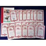 Football programmes, Arsenal homes 1948/49, set of 21 home League games inc. Manchester Utd,