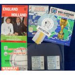 Football, a selection of items inc. 2 match tickets from the England v Argentina 1966 World Cup