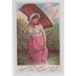 Cigarette Advertising card, USA, Kimball, a large colour advertising card with artist drawn image of