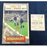 Football programme & ticket, FA Cup Final 1952, Arsenal v Newcastle Utd, programme ticket for the