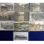 Postcards, Wiltshire, 10 cards with 7 RP's, Chippenham Floods 1926 (3 RP's), Corsham Worked