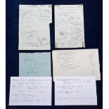 Football autographs, four pages of signatures, Watford 1947/8 (15 signatures), Preston North End