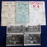 Football, small non-league selection, Carshalton Athletic FC, four postcards, two each for