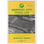 Football programme, League Cup Final 1962, Norwich v Rochdale, 1 May (some slight water staining,