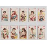 Cigarette cards, USA, ATC, Beauties, Playing Card Inset, Set 2 (typed set back) (26/52, hearts &