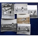 Football press photographs, Cardiff City, 1948/9 & 1949/50, six b/w press photos, various sizes, all