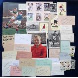 Football autographs, good, mixed selection of signed magazine pictures, trade cards, album pages