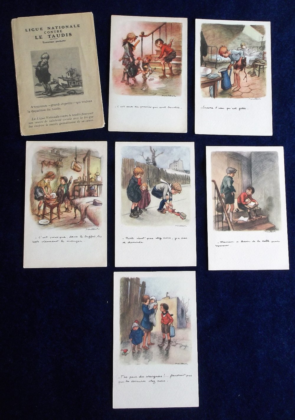 Postcards, Children, Poulbot, set of six French cards issued by 'Ligue Nationale Contre Le