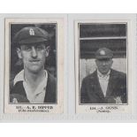 Trade cards, Bunsen Confectionery, Famous Figure Series, two cricket cards, 131 A.E. Dipper (