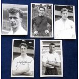 Football autographs, Tottenham Hotspur, 5 b/w postcard size signed photos, John White, Bill Brown,