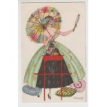 Postcard, Art Nouveau, Umbert Brunelleschi, Femme au Miroir, Series 31, single card, no 1 (unused,