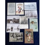 Postcards, cards of interest, 10 cards, inc. Shell Brooklands Record card 1912, Felix Chapman