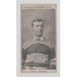 Cigarette card, W.T. Davies, Newport Football Club, type card, 'H.G. Thomas' (slightly grubby,