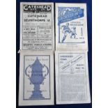 Football programmes, four programmes, Shrewsbury v Frickley Colliery 1945/6 (sl cr), Colchester