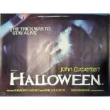 Film Poster, Halloween, starring Donald Pleasence & Jamie Lee Curtis, original UK Quad poster, 40" x